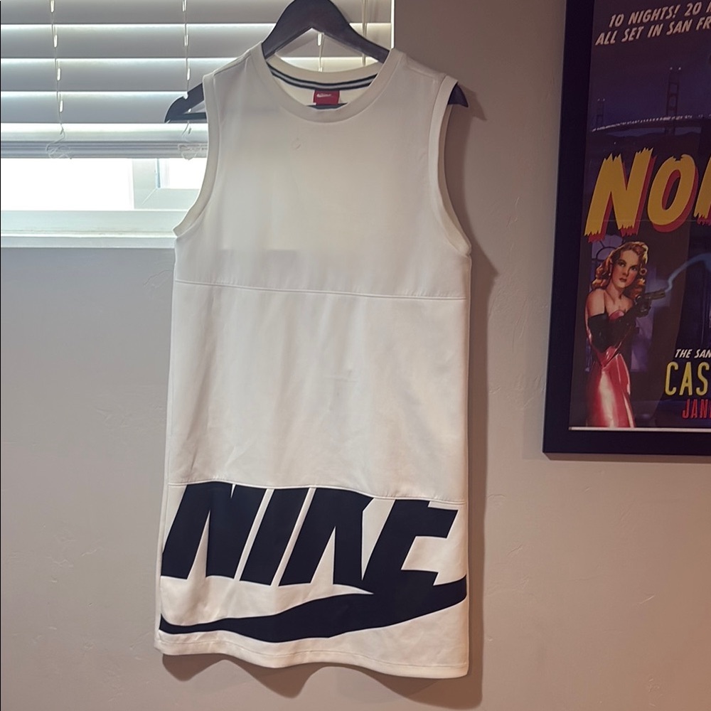 Nike White Sleeveless Dress with Black Logo